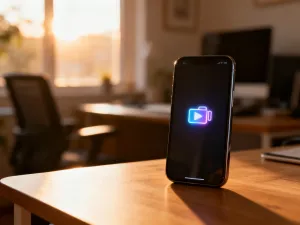 Wnętrze nowoczesnego smartfona z widocznymi mikroczipami i emitowanymi falami sygnału, ilustrujące działanie technologii UWB.